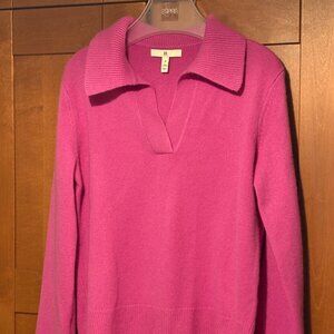 Banana Republic 100% Cashmere Luna Sweater Polo in Fuschia Sz S NWT